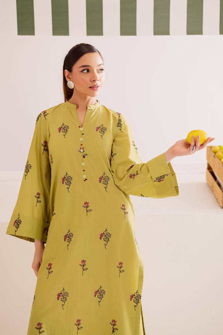 moos green 2Pc -Embroidered Casual