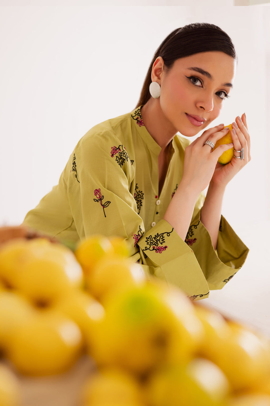 moos green 2Pc -Embroidered Casual