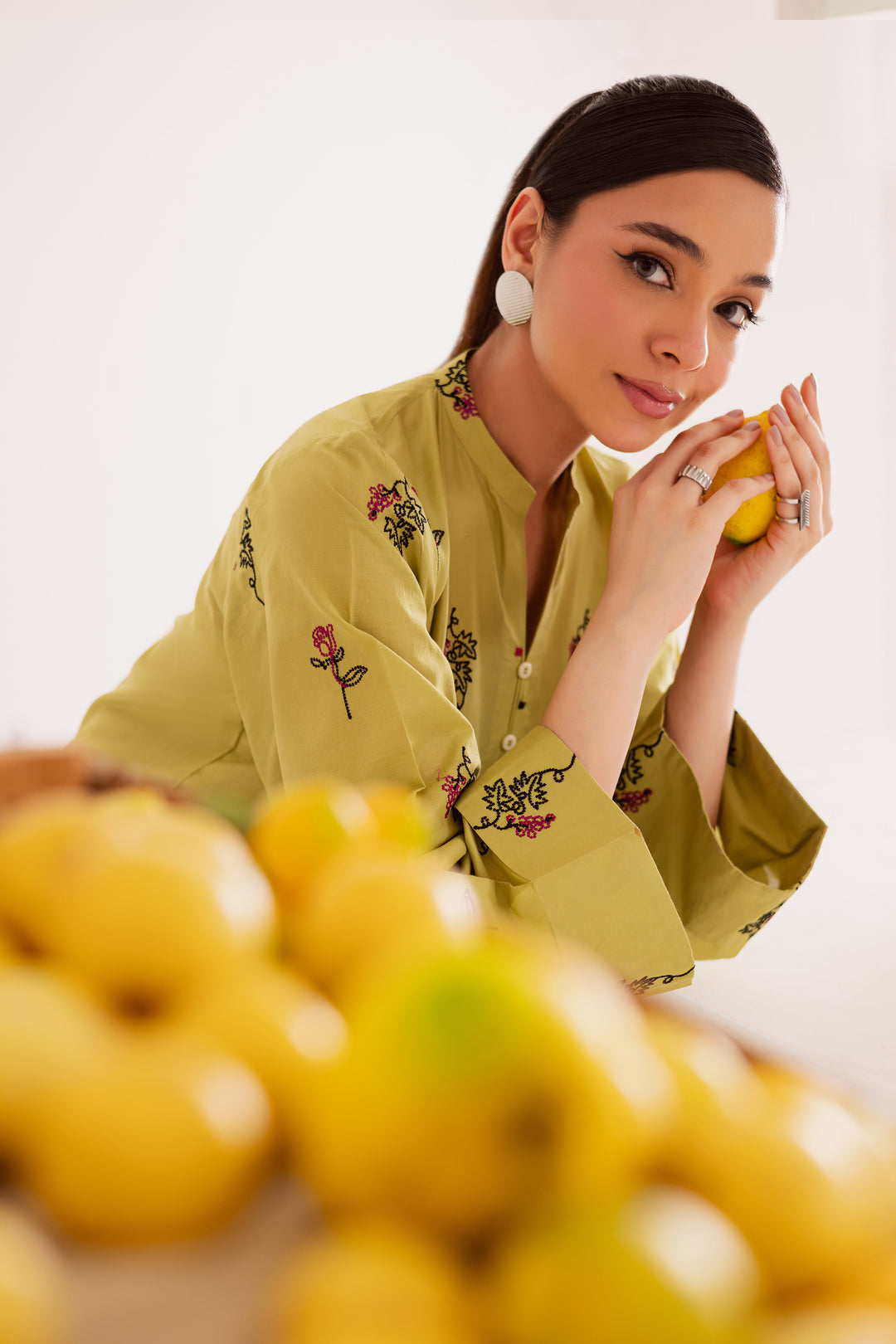 moos green 2Pc -Embroidered Casual