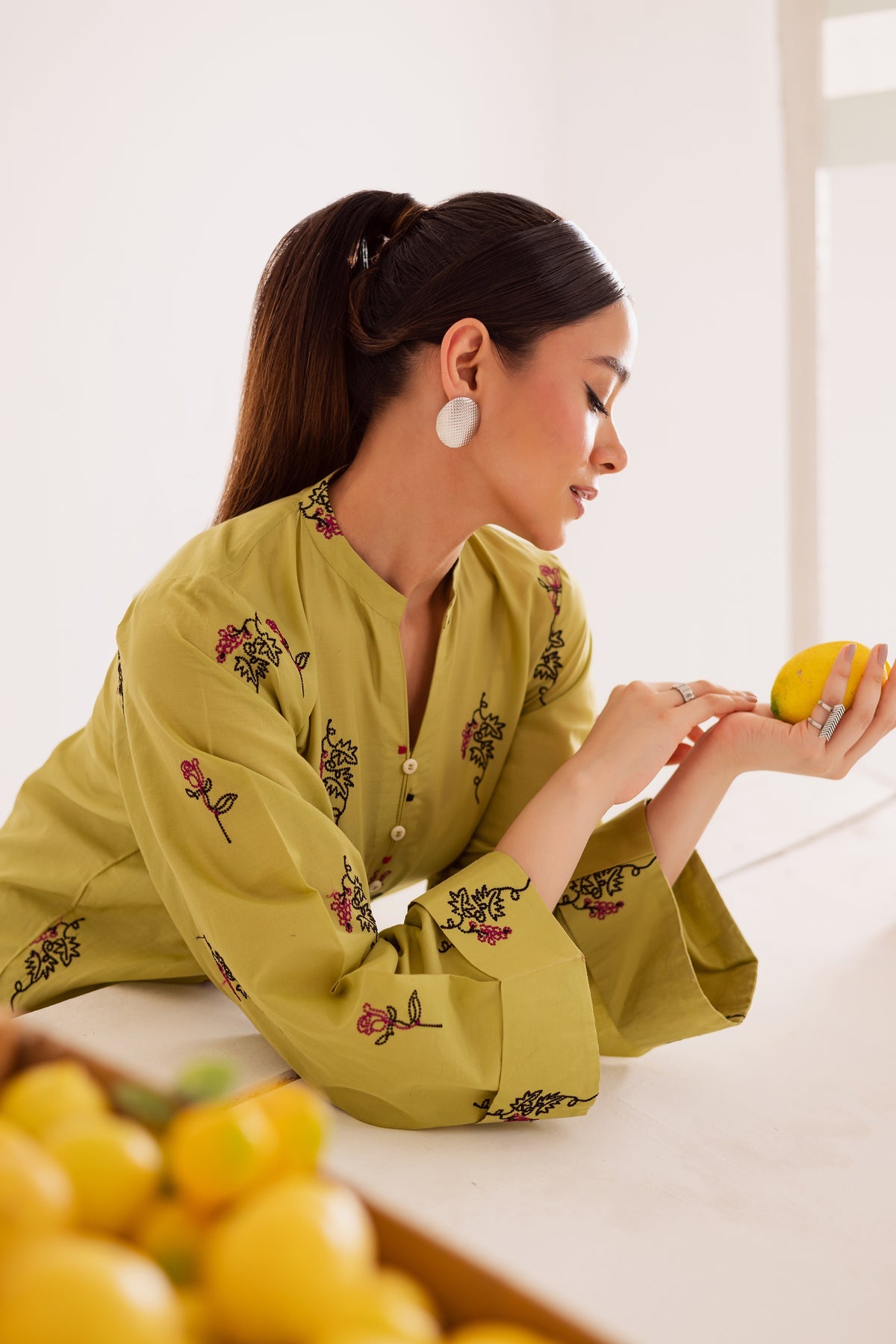 moos green 2Pc -Embroidered Casual