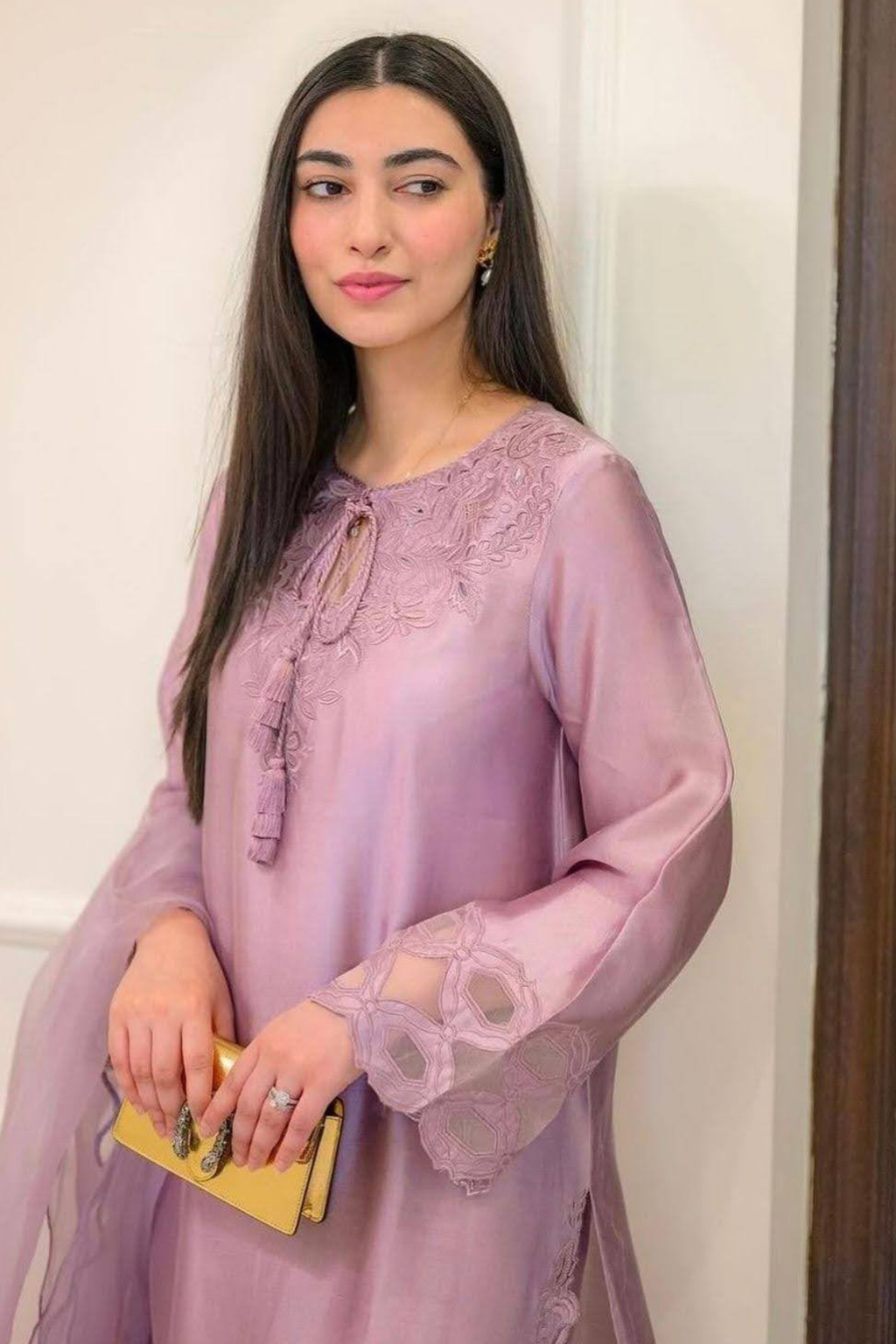 Lavender Bloom Lilac Sheesha Silk Ensemble