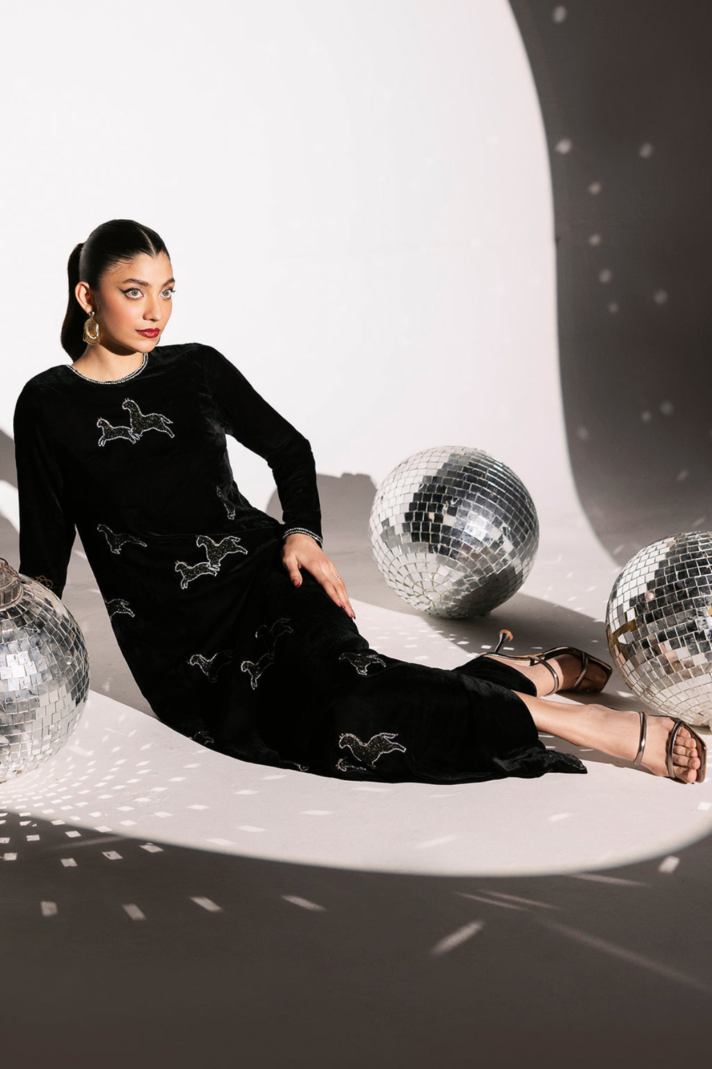 SIYAH -VELVET KAFTAN