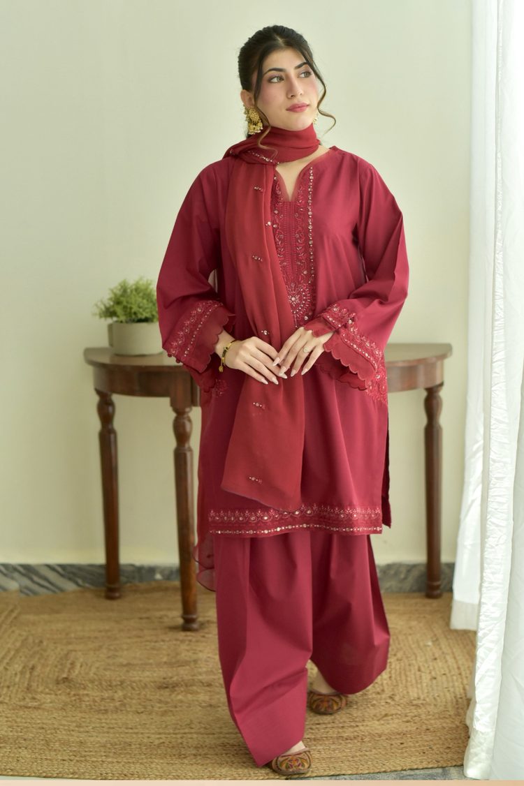 Crimson Noor 3 Piece