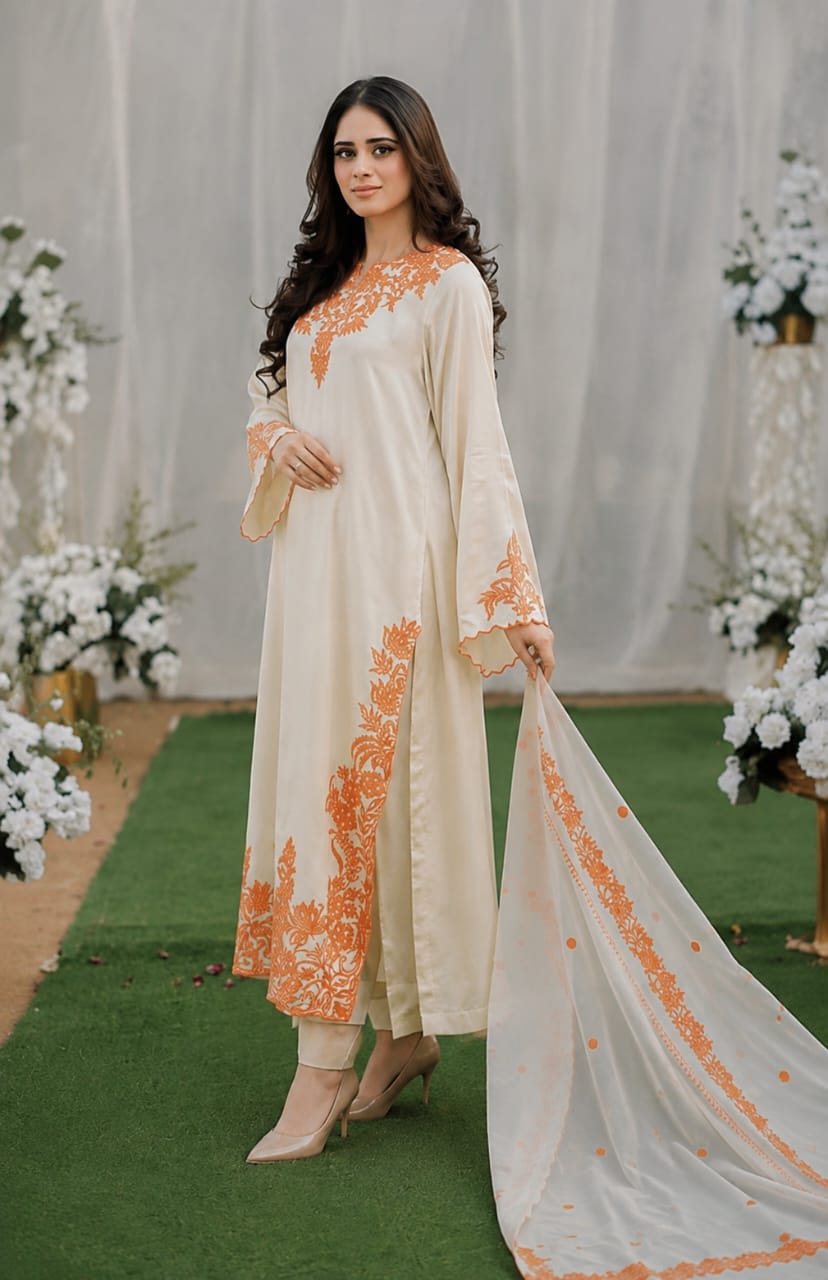 IVORY BLOOM — EMBROIDERED 3PC