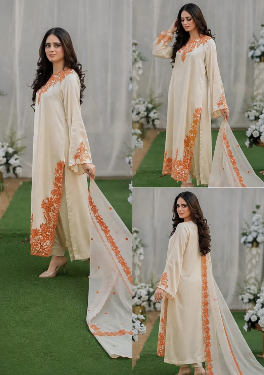 IVORY BLOOM — EMBROIDERED 3PC
