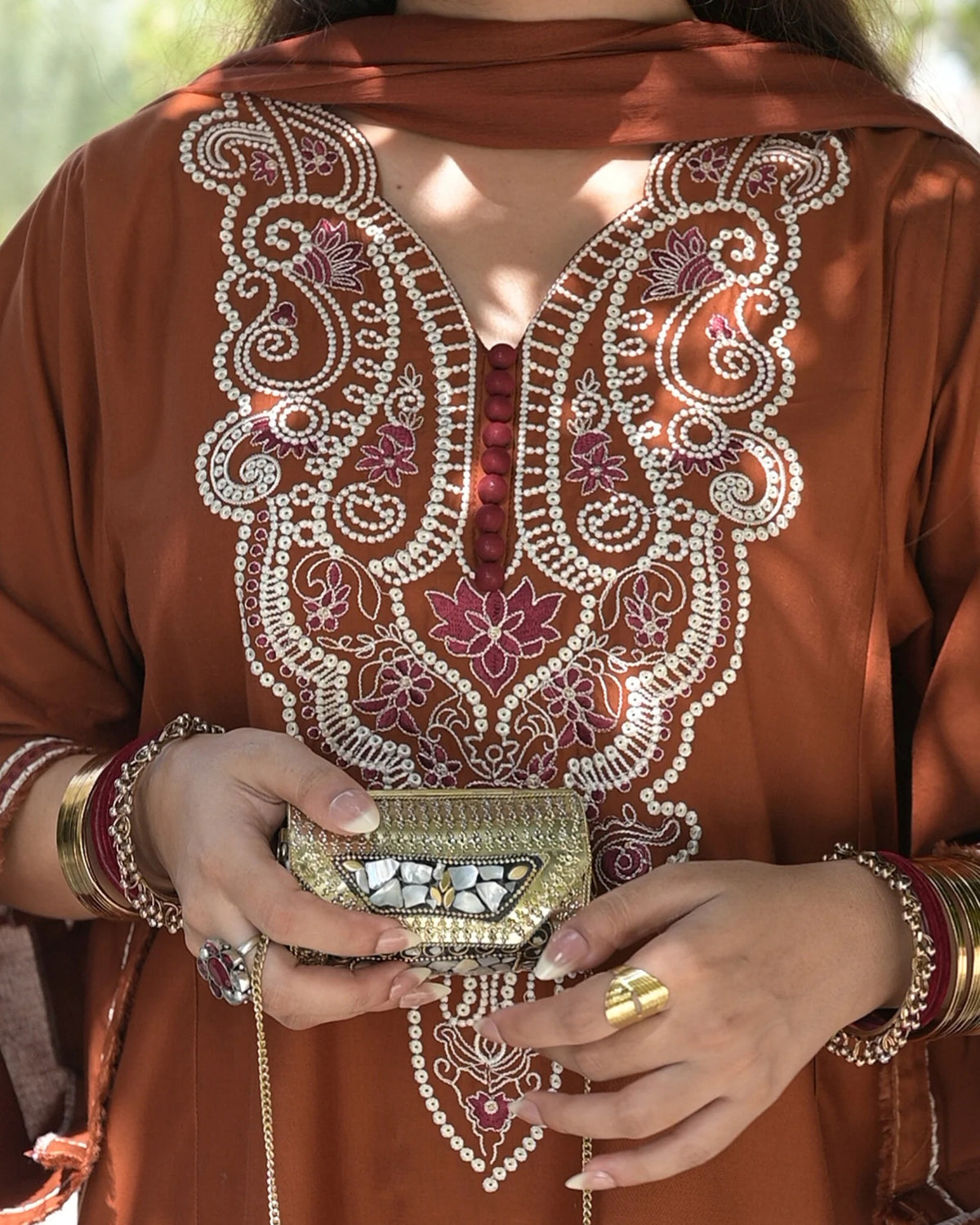RUST-3PC EMBROIDERED SET