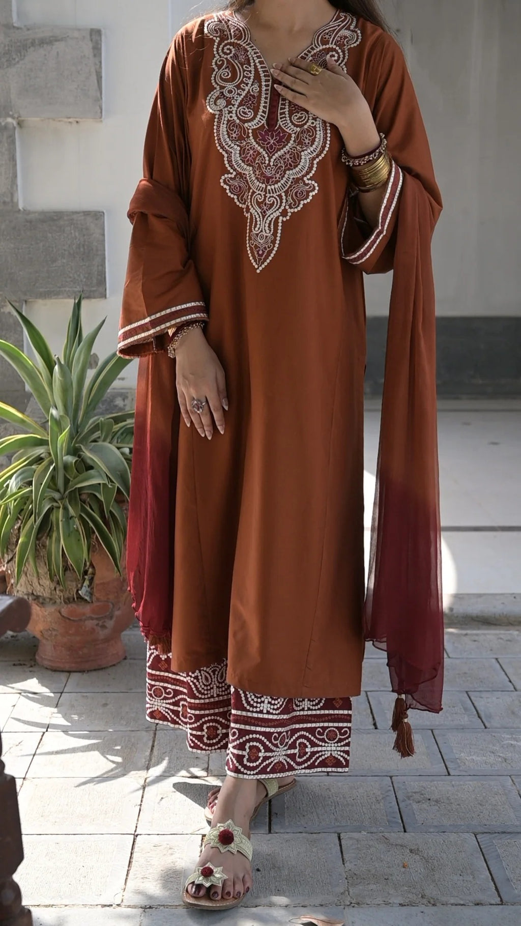 RUST-3PC EMBROIDERED SET