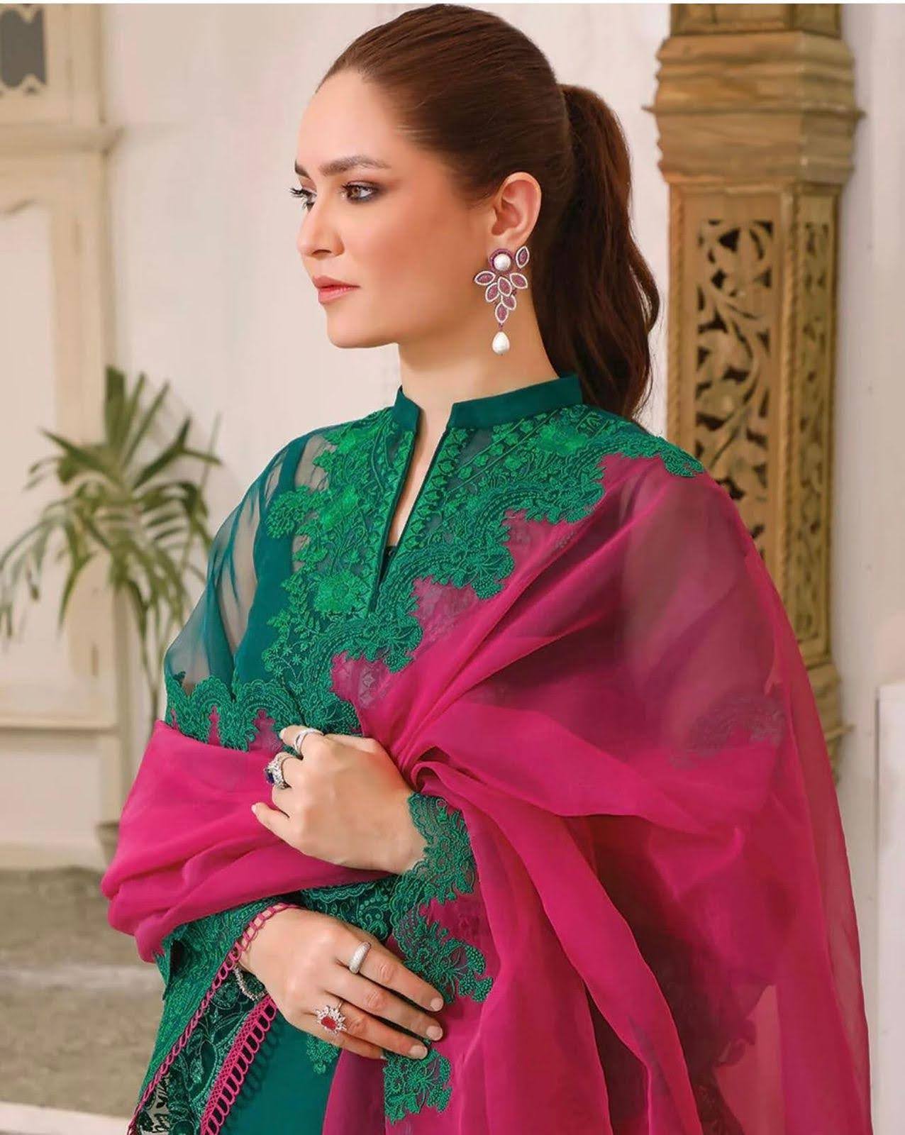 Jade Olive Luxury Pret - Embellished Organza Ensemble