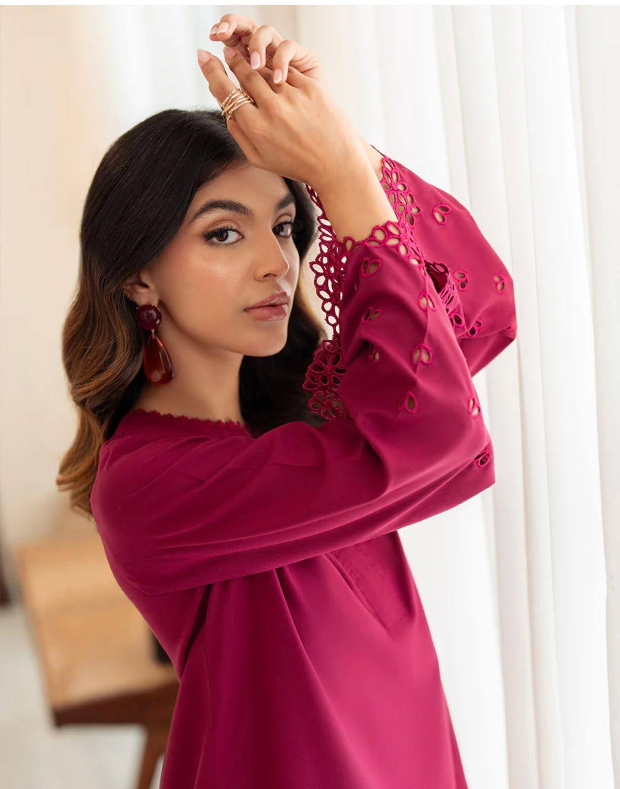 Plum Delight – Elegant Dhanak Embroidered Outfit