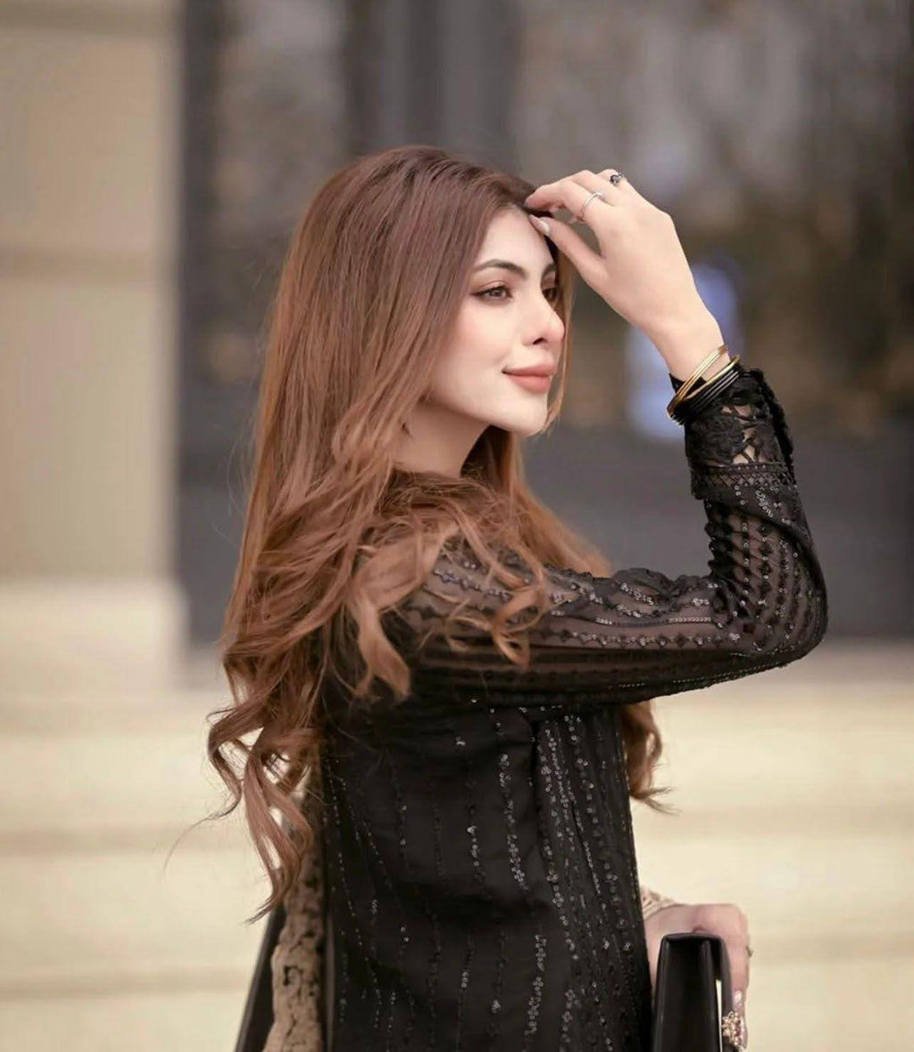 Elegant Embroidered 3-Piece Chiffon Ensemble