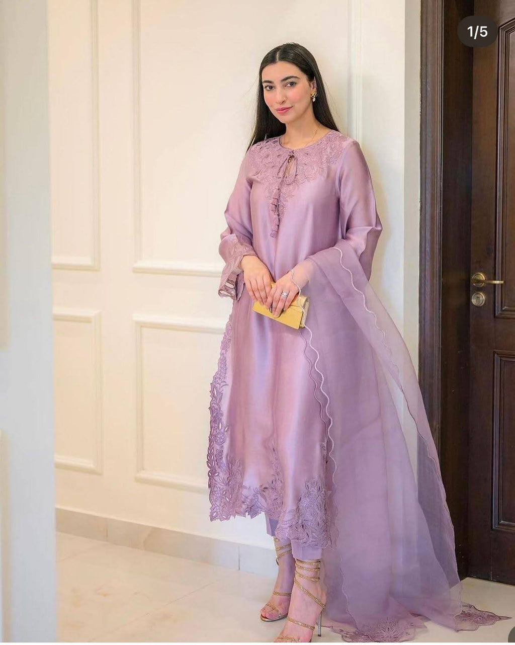 Lavender Bloom Lilac Sheesha Silk Ensemble