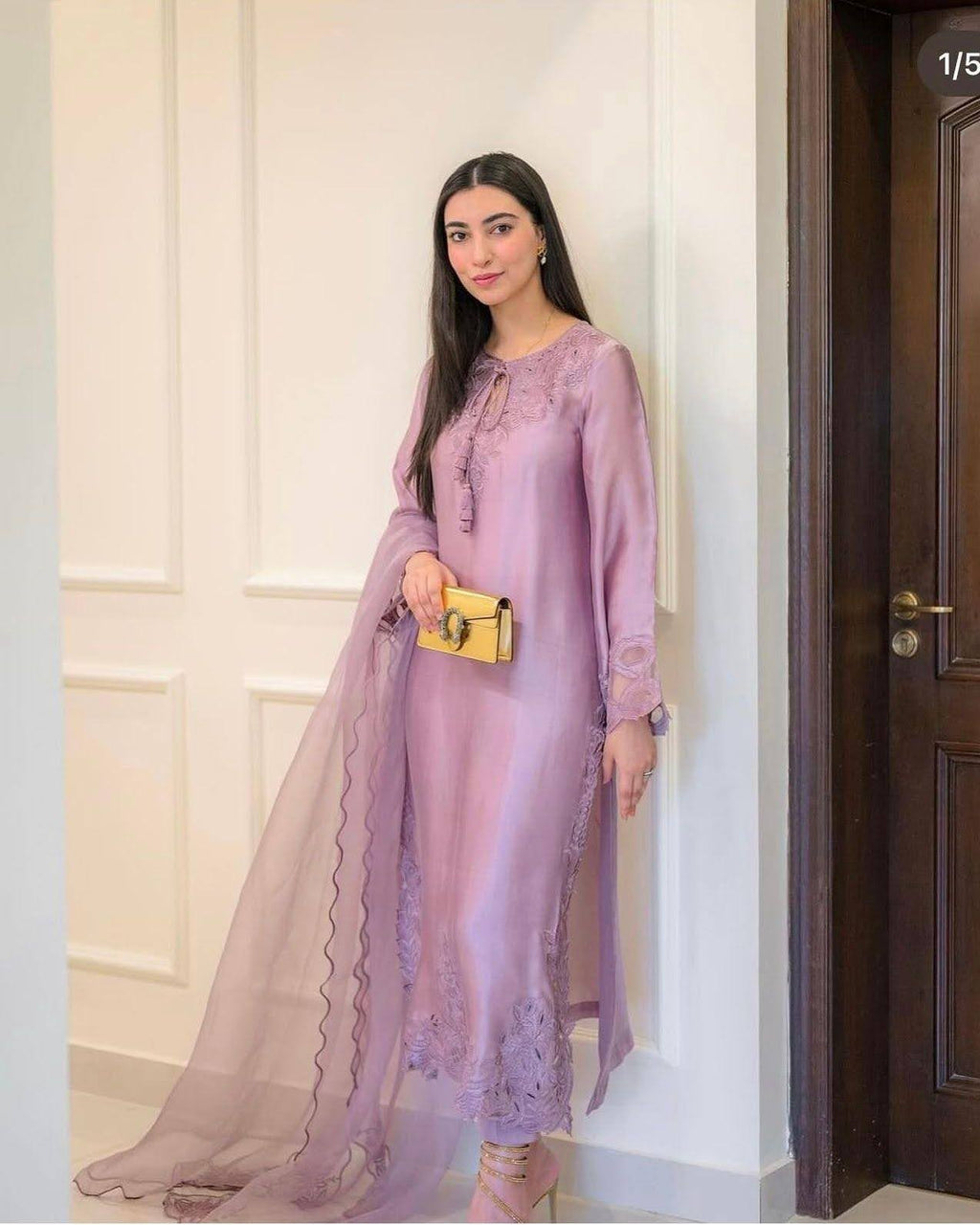 Lavender Bloom Lilac Sheesha Silk Ensemble