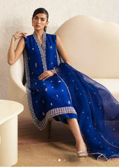 Royal Blue Raw Silk Ensemble with Hand Embellishments