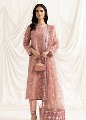 Peach Embroidered Organza 3-Piece Suit